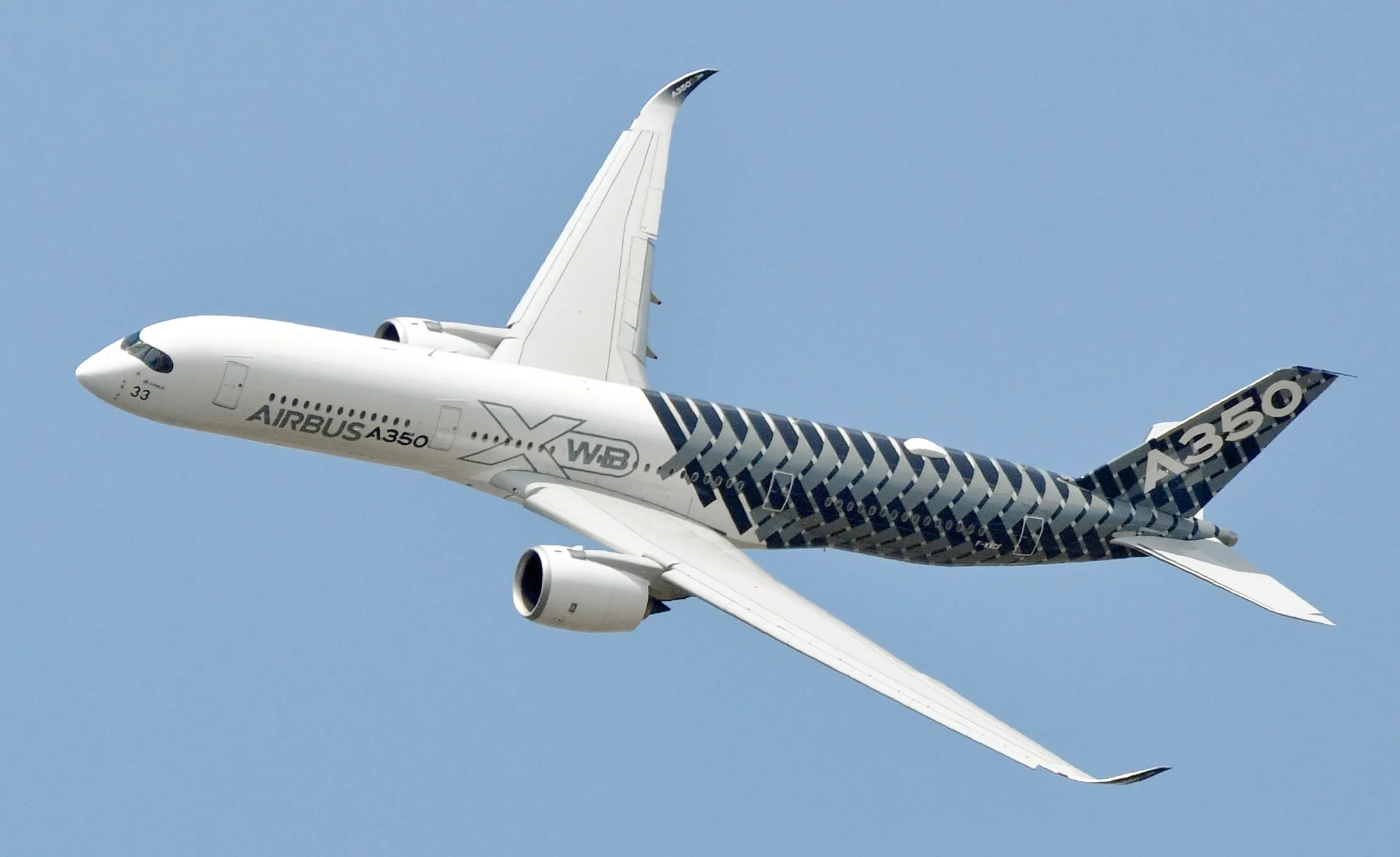 An Airbus A350 in flight