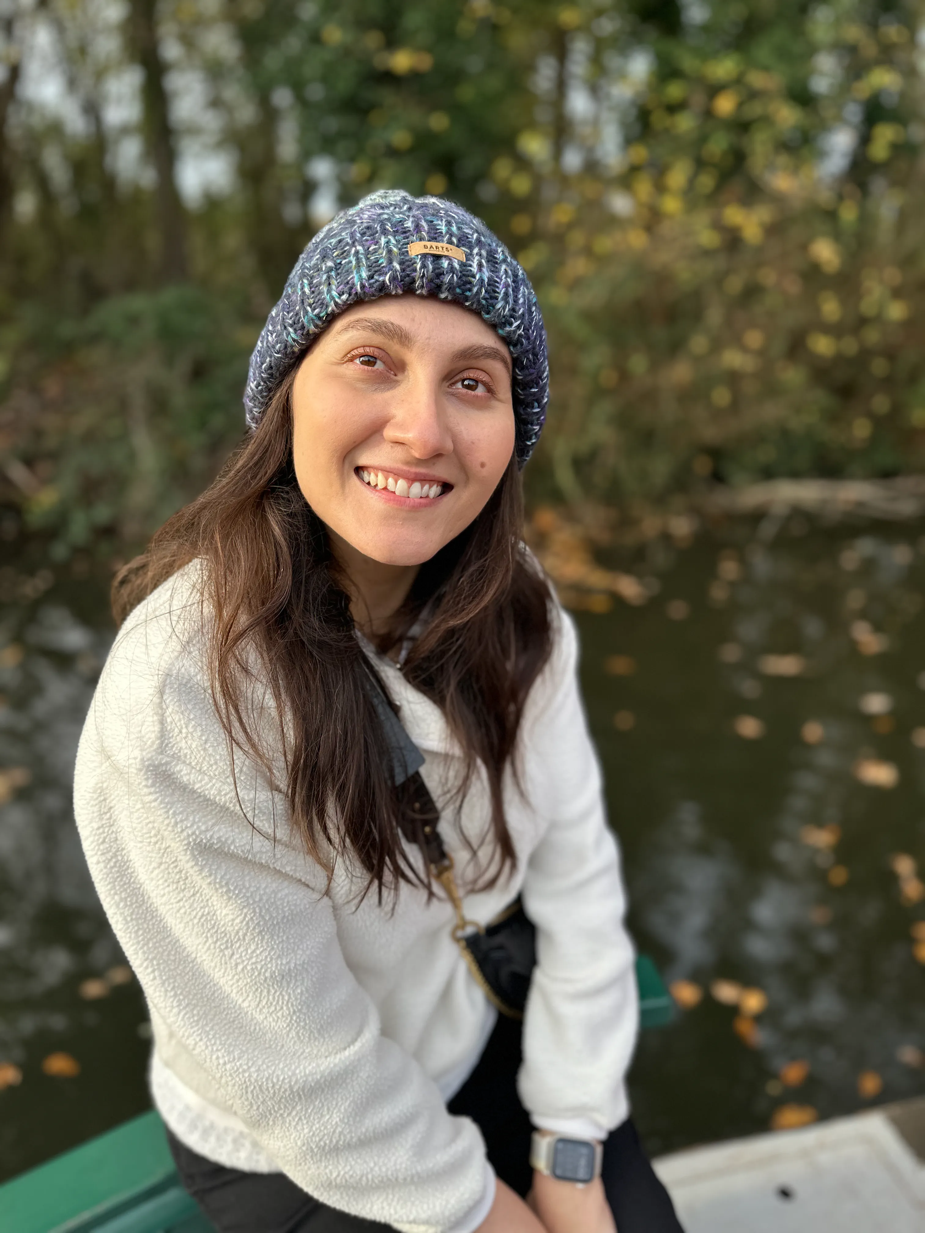 Bruna on a canal boat